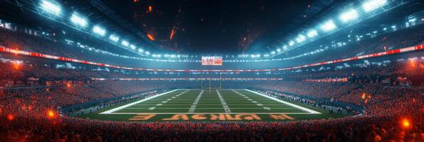 Spectacular twilight view of a packed stadium during a live sporting event in the city photo
