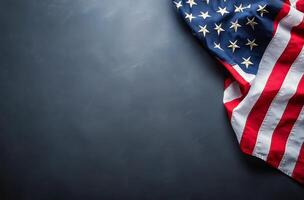 American flag displayed against a dark background in an indoor setting during daylight photo