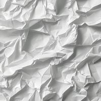 Crumpled white paper highlighting texture and folds in a minimalistic design concept photo