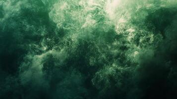 Ethereal green smoke swirling gracefully against a dark background in a mysterious atmosphere photo