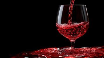 Pouring red wine into a glass at a cozy setting in a wine bar in the evening photo