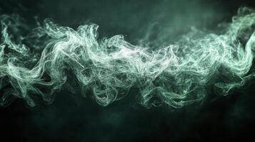 Ethereal green smoke swirling gracefully against a dark background in a mysterious atmosphere photo