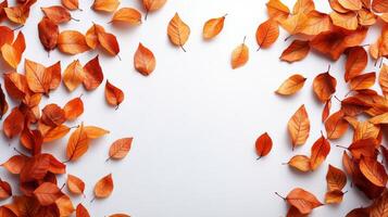 Golden autumn leaves falling gently to the ground in a vibrant display of seasonal change photo