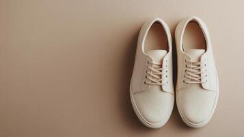 Elegant cream high heels on a neutral background perfect for stylish events or occasions photo