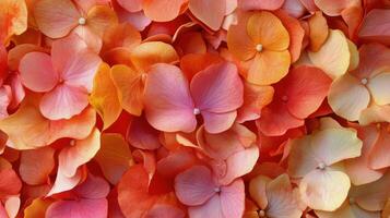 Beautiful pink flower surrounded by vibrant orange and yellow petals in a garden setting photo