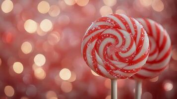 Colorful peppermint swirls placed artistically on a sparkling surface during a festive celebration photo