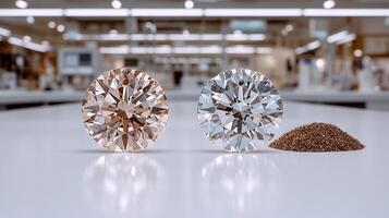 Two dazzling diamonds shine in the workshop, highlighting their unique traits photo