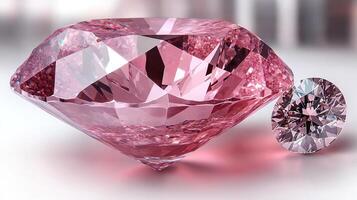 Two exquisite diamonds shine brightly, showcasing their unique hues and brilliance photo