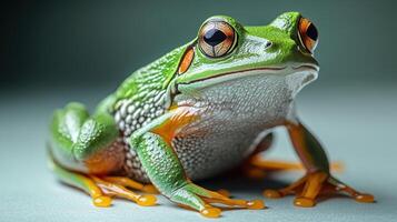 A colorful frog sits calmly, showcasing its unique textures and patterns in natural light photo