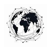 Global network icon with interconnected nodes. vector