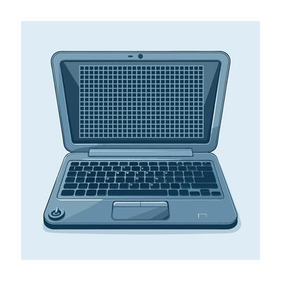 Laptop icon with keyboard and screen details.