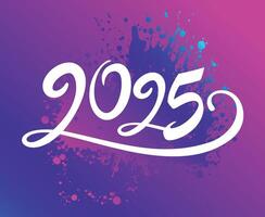 2025 Happy New Year Design Abstract Logo Symbol Illustration With Purple Background vector