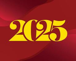 2025 Happy New Year Yellow And Red Design Abstract Logo Symbol Illustration vector