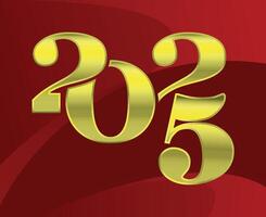 2025 Happy New Year Red And Gold Design Elegant Abstract Logo Symbol Illustration vector