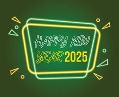 2025 Happy New Year Design Yellow And Green Neon Elegant Abstract Logo Symbol Illustration vector