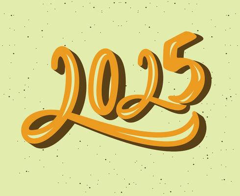 2025 Happy New Year Design Yellow And Brown Abstract Logo Symbol Illustration