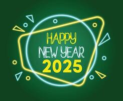 2025 Happy New Year Design Green And Yellow Festive Elegant Abstract Logo Symbol Illustration vector