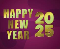 2025 Happy New Year Design Gold And Purple Elegant Abstract Logo Symbol Illustration vector