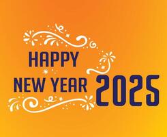 Happy New Year 2025 Abstract Blue And Yellow Festive Design Illustration vector