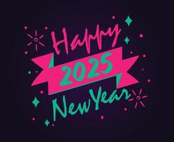 Happy New Year 2025 Pink And Green Abstract Festive Elegant Design Illustration vector