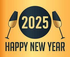 Happy New Year 2025 Design Festive Blue And Gold Abstract Illustration vector