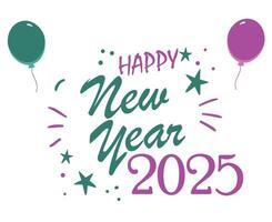 Happy New Year 2025 Abstract Purple And Green Festive Design Illustration vector