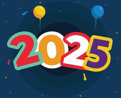 Happy New Year 2025 Design Multicolor Festive With Ballons Abstract Logo Symbol Illustration vector