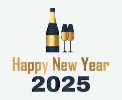 Happy New Year 2025 Design Gold And Blue Festive Abstract Illustration vector