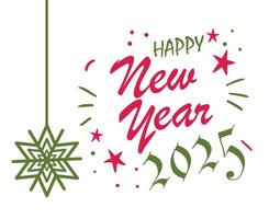 Happy New Year 2025 Design Pink And Green Festive Abstract Illustration vector