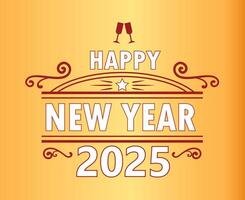 Happy New Year 2025 Design Red And White Festive Abstract Illustration With Gold Background vector
