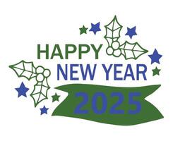 Happy New Year 2025 Design Blue And Green Festive Abstract Illustration vector