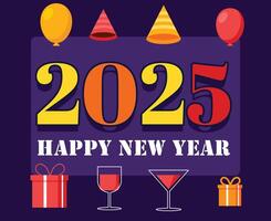2025 Happy New Year Design Festive Multicolor Elegant Abstract Logo Symbol Illustration vector