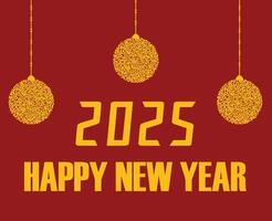 Happy New Year 2025 Design Festive Red And Yellow Abstract Illustration vector