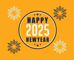 Happy New Year 2025 Design Festive Blue And Yellow Abstract Illustration vector
