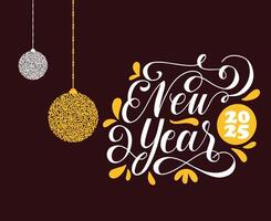 2025 Happy New Year Brown And Yellow Design Festive Elegant Abstract Illustration vector