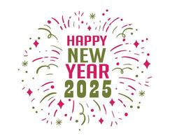 Happy New Year 2025 Design Festive Green And Pink Abstract Illustration vector
