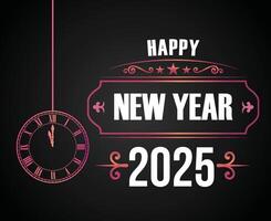 Happy New Year 2025 Design Blue Festive With Clock Abstract Illustration vector