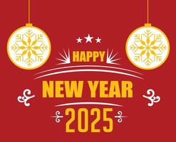 Happy New Year 2025 Design Festive Red And Yellow Abstract Illustration vector