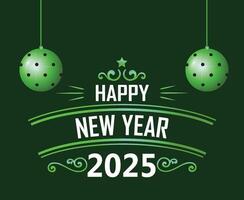 Happy New Year 2025 Design Festive Green And White Abstract Illustration vector