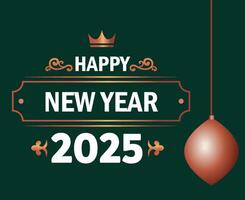 Happy New Year 2025 Design Festive Green And Gold Abstract Illustration vector