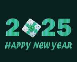 Happy New Year 2025 Design Green Cyan Festive Abstract Illustration vector