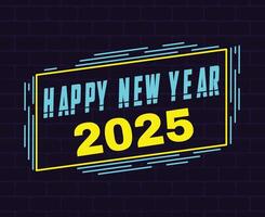 2025 Happy New Year Cyan And Yellow Neon Design Festive Elegant Abstract Illustration vector