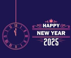 2025 Happy New Year Blue And Pink Design Festive Elegant With Clock Abstract Illustration vector