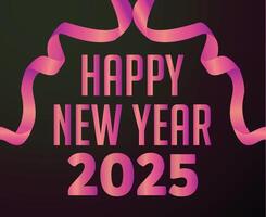 Happy New Year 2025 Design Festive Pink Abstract Illustration With Black Background vector