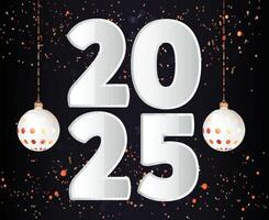 2025 Happy New Year Design Glitter Realistic Decoration Abstract Logo Symbol Illustration vector