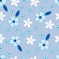 seamless blue floral pattern vector