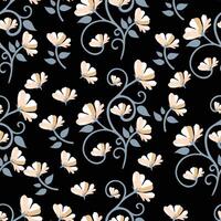 seamless floral pattern with black background vector