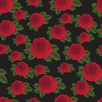 Red rose flower pattern vector
