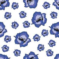 seamless blue flower pattern vector