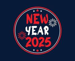 2025 Happy New Year Design Festive Blue And Red Abstract Illustration vector